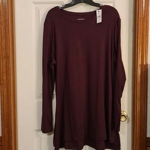 Lane Bryant long sleeve burgundy tee. NWT 18/20